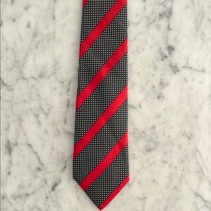 Versace Vintage Red and Black Silk Striped Tie
